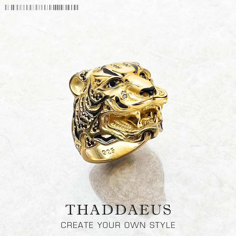 Ring Golden Tiger Rebel Fine Jewelry For Women Men,2022 Brand New Personal Lucky Gift In 925 Sterling Silver