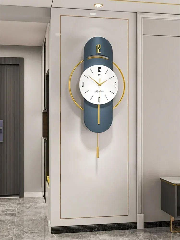 Large Nordic Luxury Swinging Wall Clock, Modern Design, Living Room Wall Watch, Silent Iron Hanging Clocks, Home Decor, 72x35cm