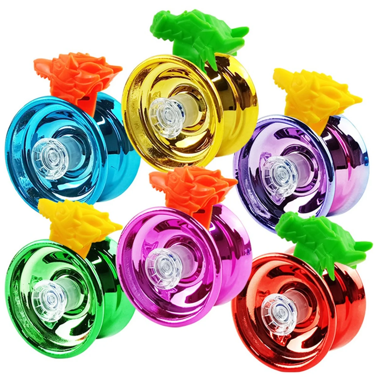 6PCS Responsive High-SpeedAlloy Yo-Yo CNC Lathe with String for Boys Girls Children 6 Colors