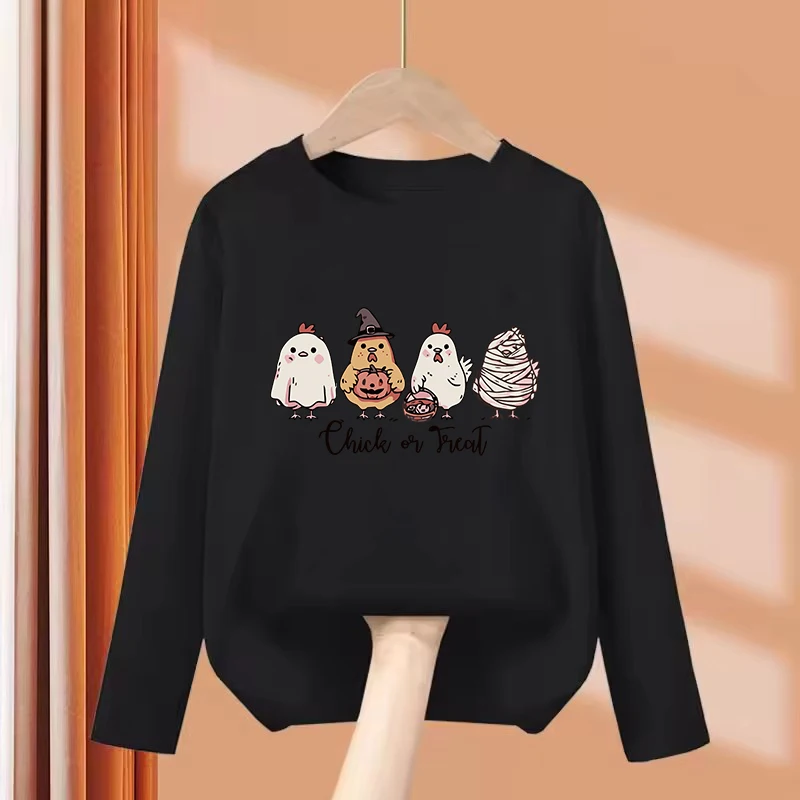 Kids Funny Chicken Printed T Shirts Kids Long Sleeve Children's T-shirt Boys Girls Summer Spring Casual Top Tee