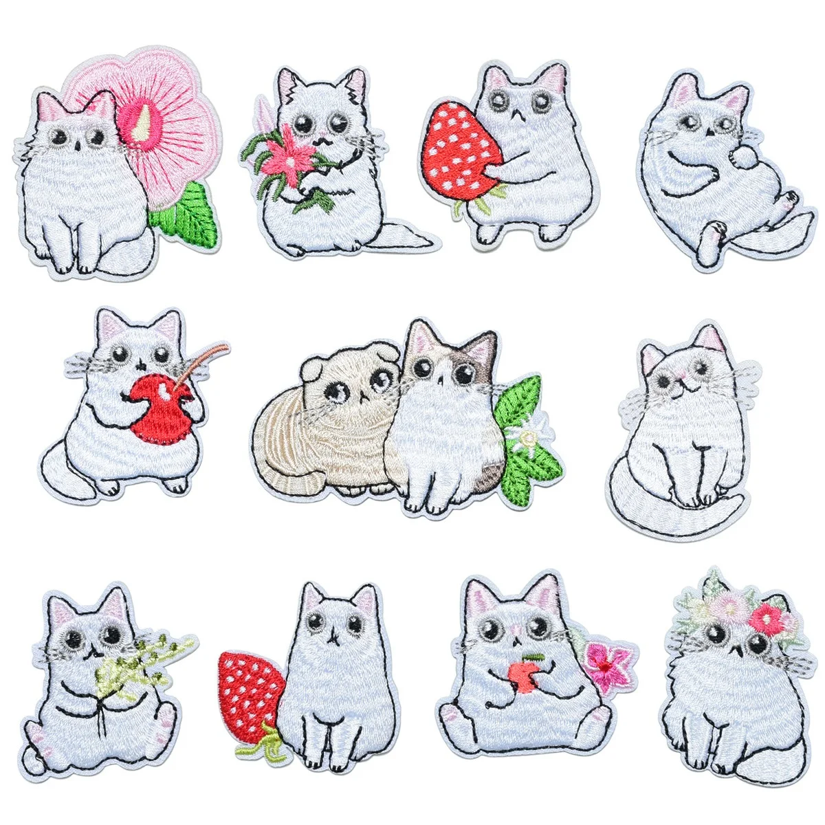 

11Pcs Cartoon Cat Series For Clothes Iron on Adhesive Embroidered Patches Wew Hat Jeans Sticker Sew on ironing Patch Applique