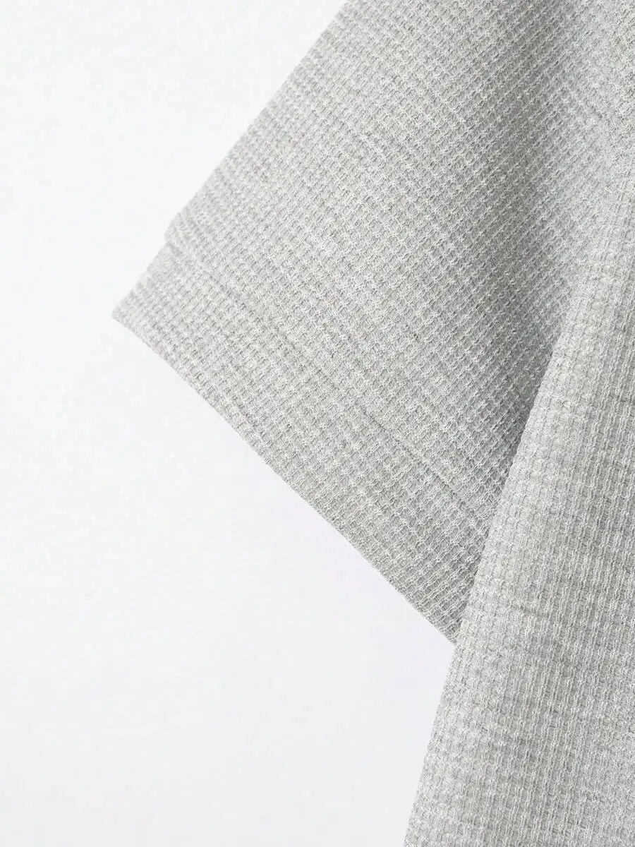 

Mens Summer Two-Piece Set: Waffle Knit Short Sleeve Zip-Up Shirt And Matching Pants