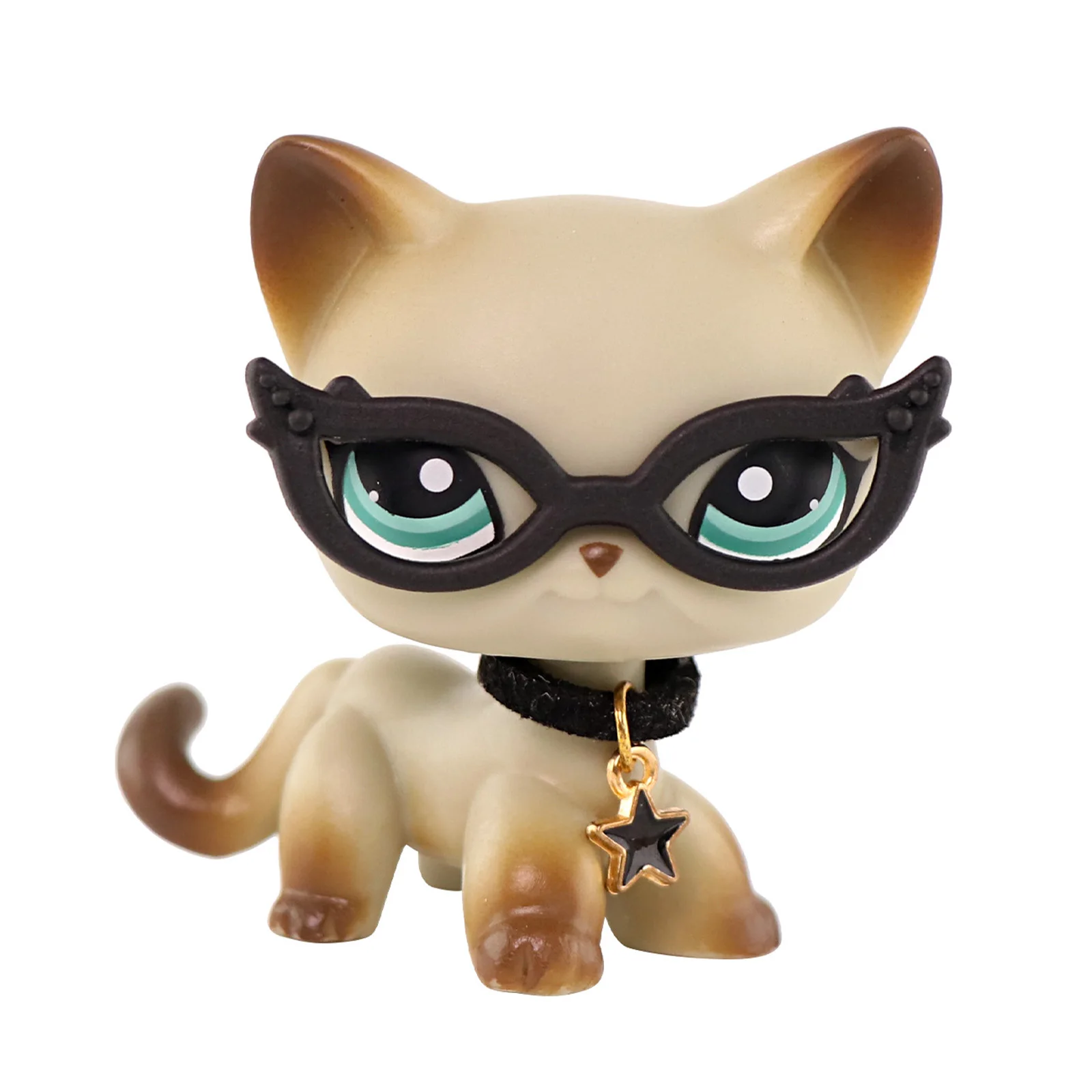 

Minilpshop Bobble Head Toy Shortair Cat #391 Blue Eyed Grey Shepherd Dog Includes Accessories Big Eyed Ornament for lps