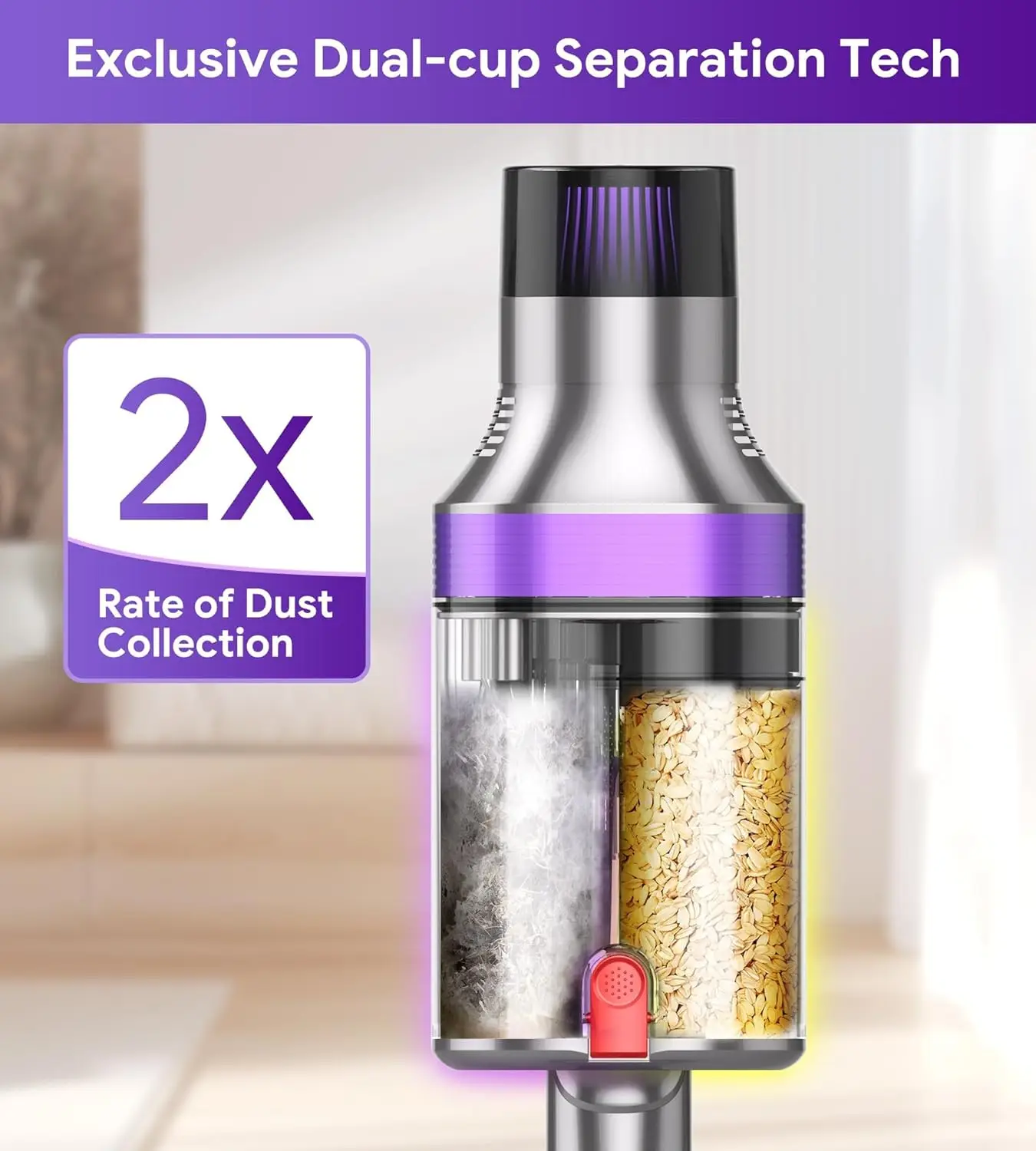 Aspirapolvere senza fili per la casa, aspirapolvere senza fili con aspirazione potente da 65 minuti/580 W/45 Kpa, aspirapolvere senza fili