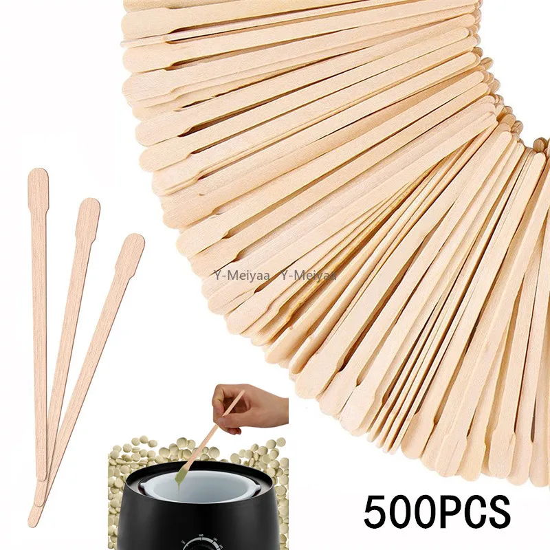 100/200/500PCS Wooden Hair Removal Stick Disposable Depilation Spatula Wax Sticks Wood Face Eyebrows Waxing Spatula Beauty Tool