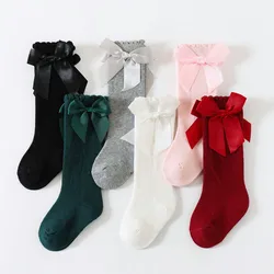 Girls Baby High Socks Bow Cotton Knit Princess Socks