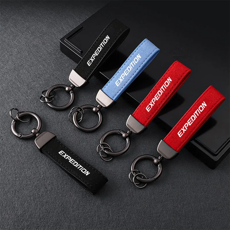 Car Key Chain Rings Metal Leather Keychain Universal Auto Motorcycle Keyring for Ford Expedition EcoSport 2013-2017 2020 2021