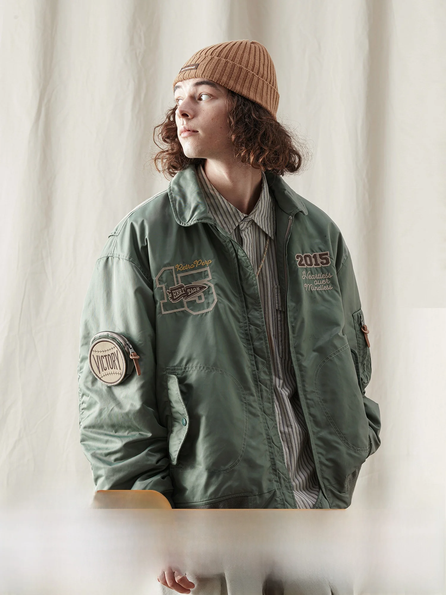 

Мужская куртка-пилот Nome Vintage с отстегивающимся 3D-воротником и утеплением, свободного кроя, молодежный тренд, осенняя, стандартный крой, длинный рукав