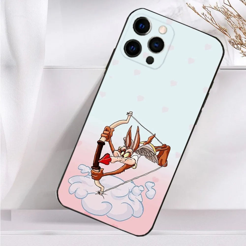 Road Runner W-Willy C-Coyote Phone Case For iPhone 16,15,14,13,12,11 Plus,Pro Max,XS,X,XR,SE,Mini,8,7 Soft Silicone Black Cover