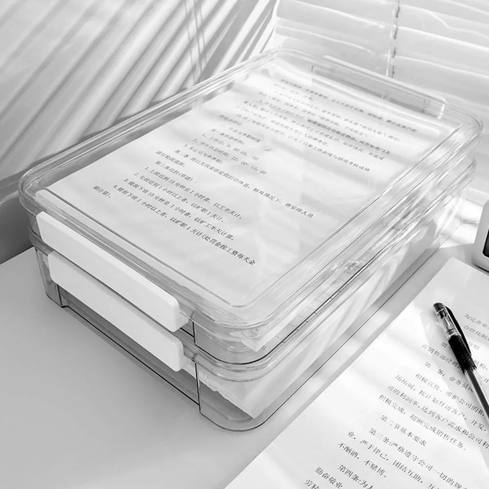 

2 Pcs A4 Transparent Document Box for Files Certificates Office Desktop ganizer PET Case File Case Plastic Storage Box Photo