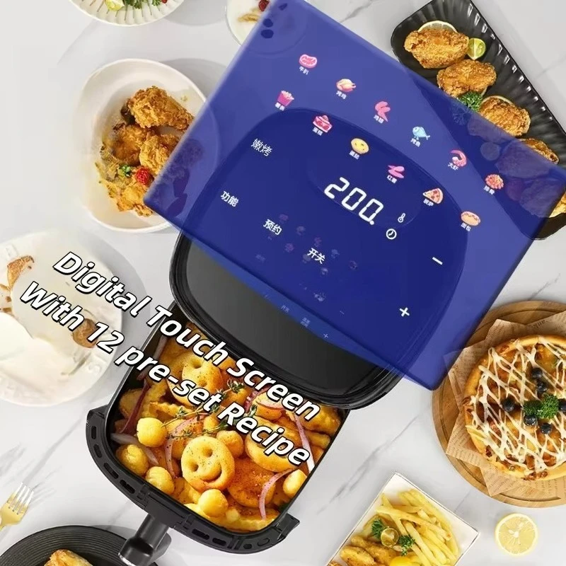 مقالي هوائية ذكية 8 لتر بسعر الجملة، نافذة كبيرة مفتوحة ومرئية، وظيفة تبديل خزان المياه اليدوي التلقائي، مقلاة هوائية رقمية