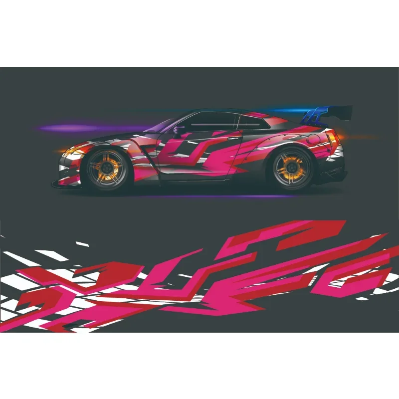 Stripe Racing Car Graphic Decal Car Full Wrap Sticker Decorative Car Decal Full Body Vinyl Wrap Modern Design Vector Image