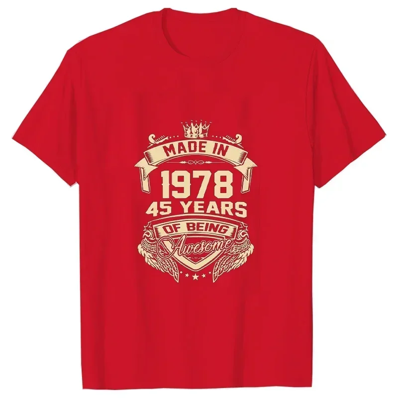 Summer Novelty T-shirt Men Tshirt Made In 1978 45 Years of Being Awesome 45th TShirts Vintage Tees Short Sleeve Birthday Gifts