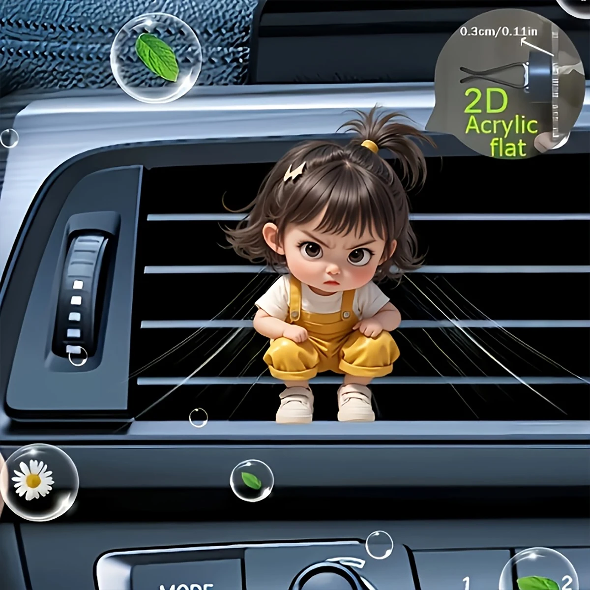Cute Little Girl Acrylic Car Vent Clip Decoration, Car Fragrance Diffuser, Valentine's Day Gift, Cute Car Interior Accessories
