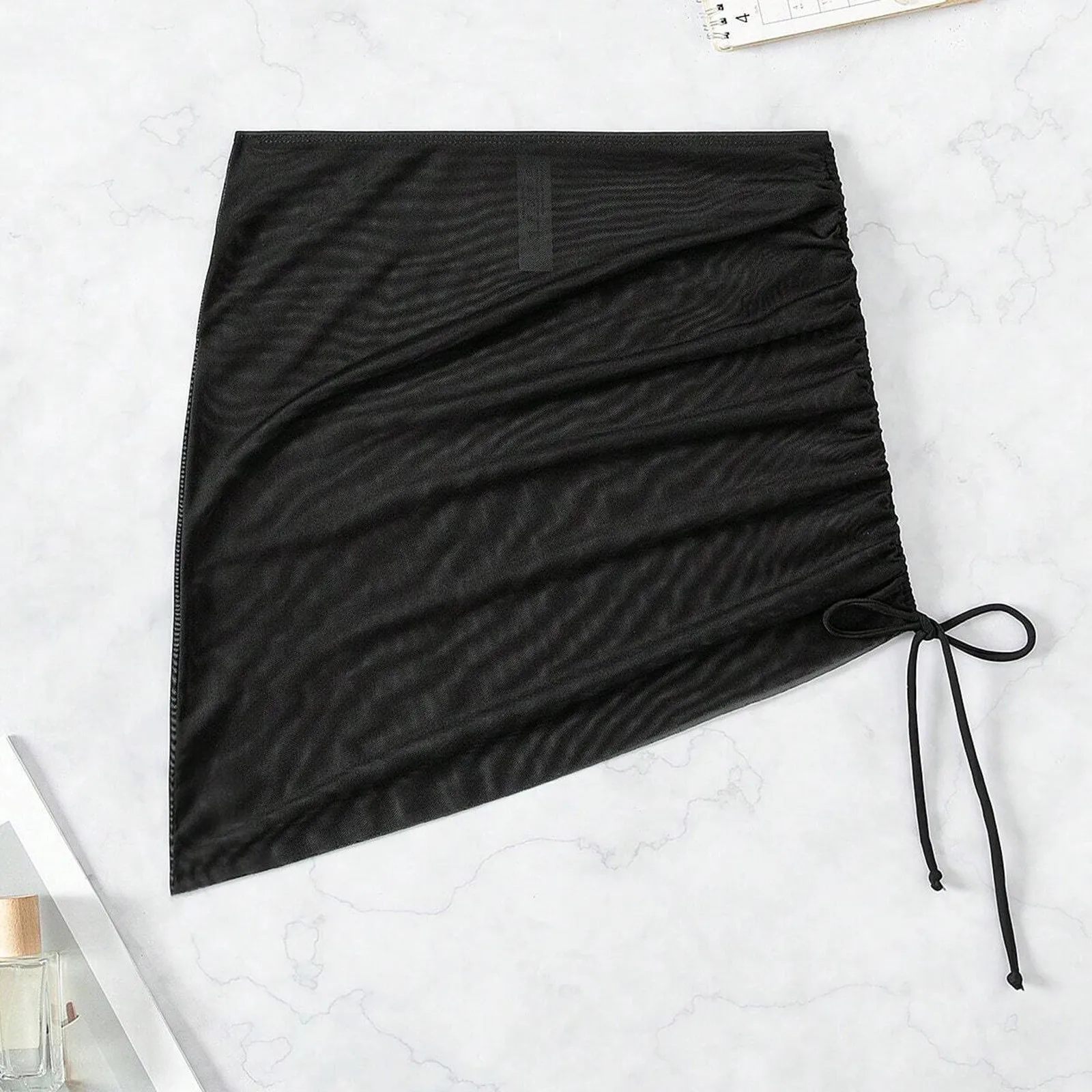 

Women Mesh Short Sarongs Knot Waist Smock Cover Up Skirt Beach Wrap Bikini Cover Ups For Swimwear Summer Swimwear Bathing Suits