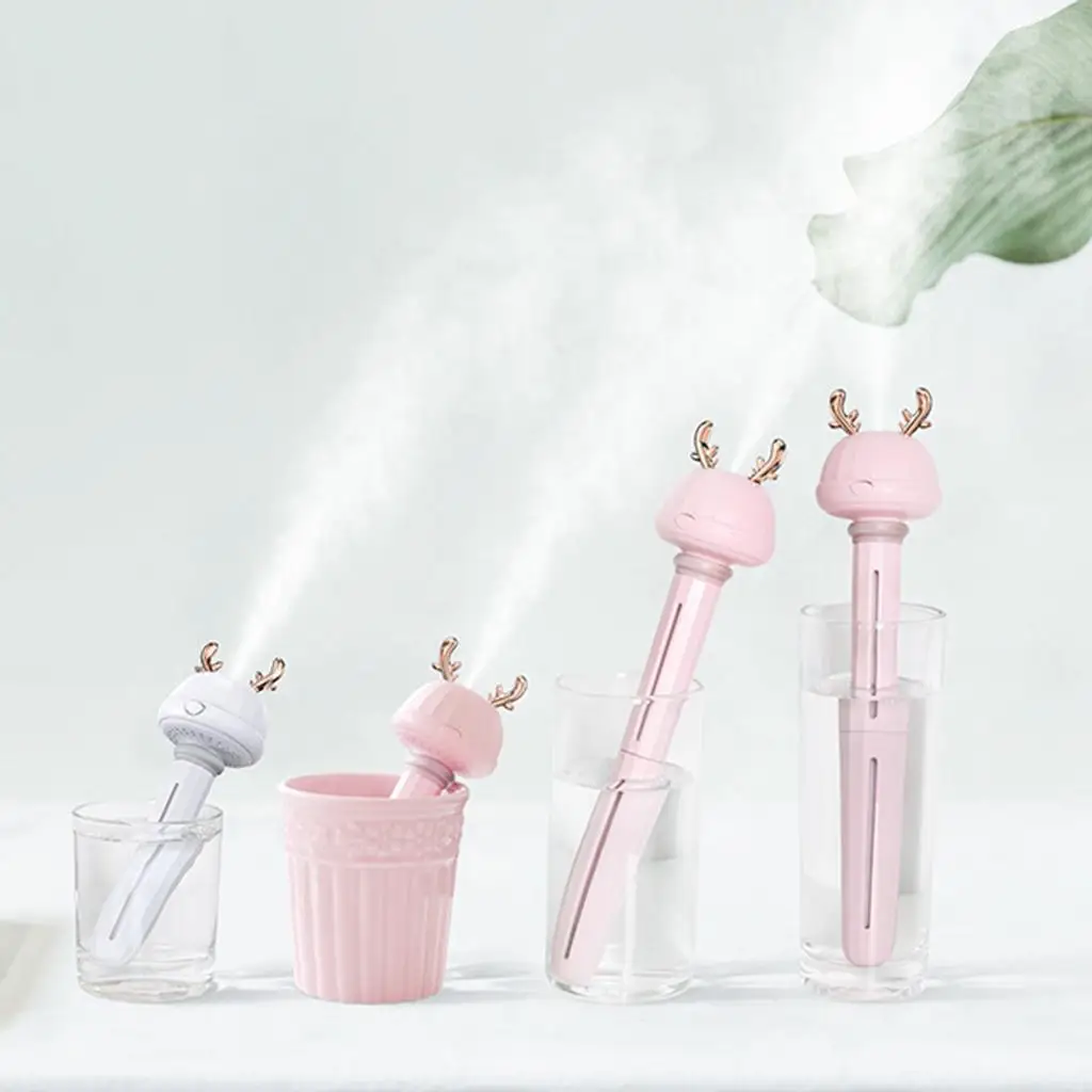 Portable Cool Mist Personal Humidifiers, USB Powered, without Water Bottle, Adjustable Length, , Cartoon Animal Pattern for