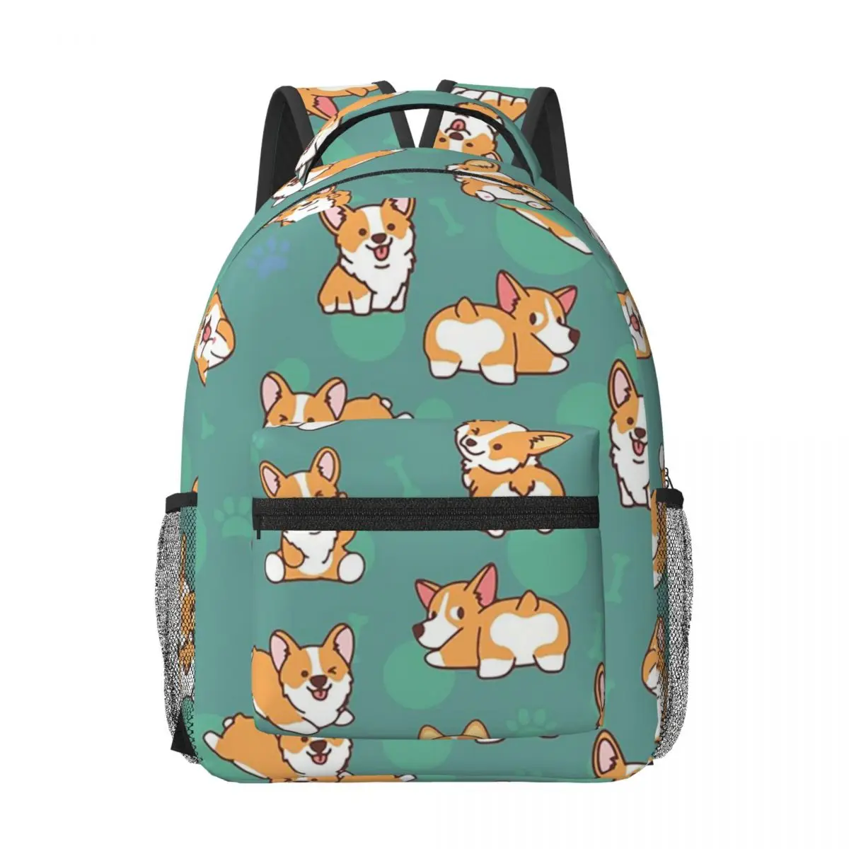 

Corgi Puppy Fun - зеленые женские рюкзаки для мальчиков и девочек, сумка для книг, повседневные школьные сумки для студентов, портативный дорожный рюкзак, сумка на плечо