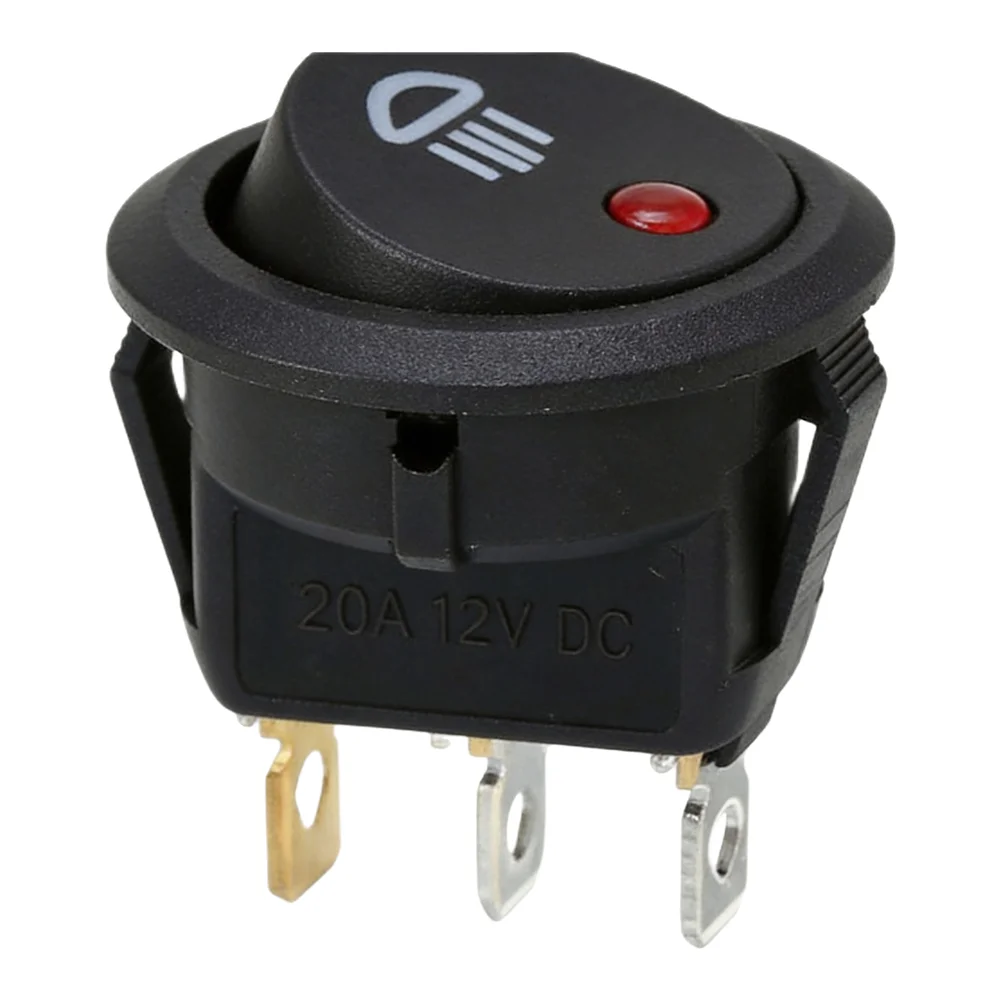 23mm On Off Rocker Switch Round DC 12V 20A Red Led Fog ABS Plastic Light Lamp Symbol  For Car Dashboard Dash Boat