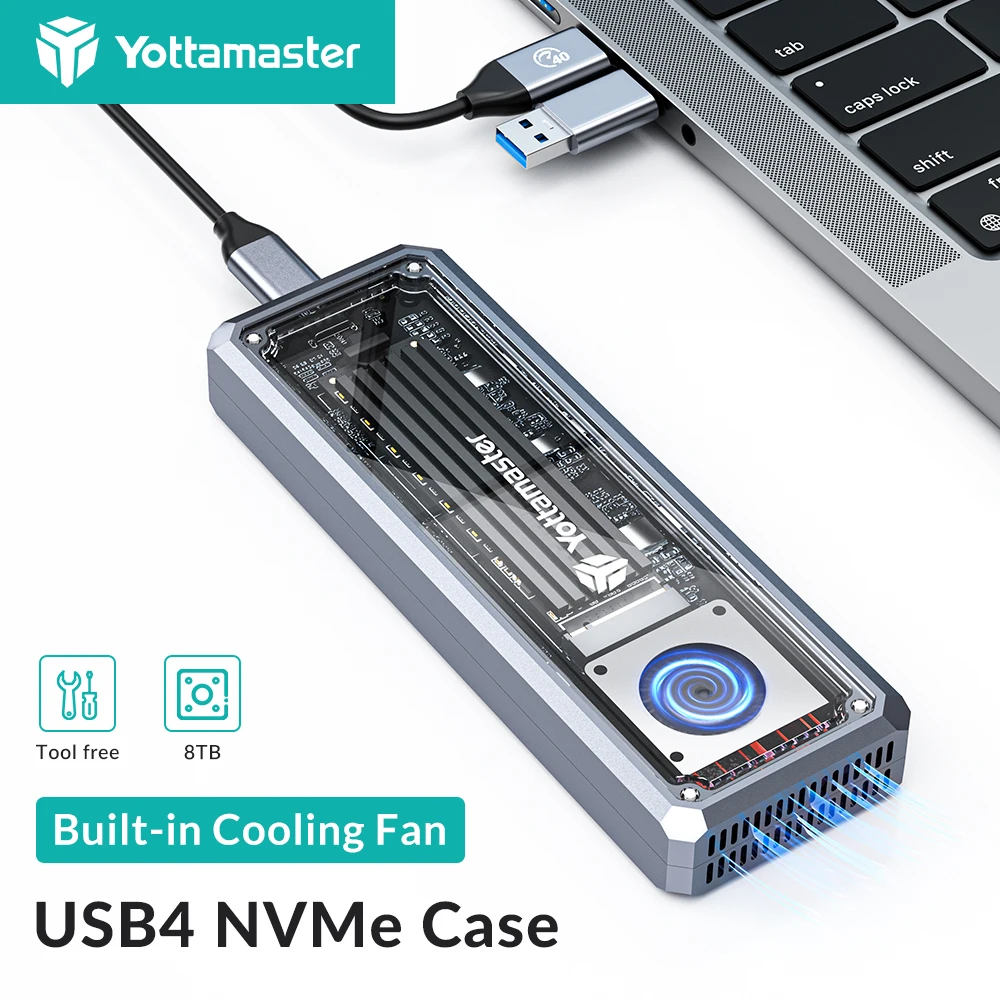 

Yottamaster USB4 NVMe SSD Case 40Gbps External Hard Drive Enclosure Compatible Thunderbolt 3/4 Type C NVMe PCIE Case Support 8TB