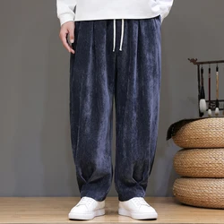 Velvet Retro Pants Men Autumn Winter Thickening Warm Pants Men Loose Fashion Casual Drawstring Solid Large Size Jogging Trousers