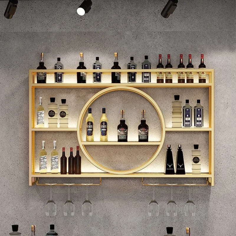 Armadietto per vino di lusso antico Buffet da esposizione in piedi Armadietto per vino ad angolo Buffet per whisky Decorazione da bar con estante in metallo esterno