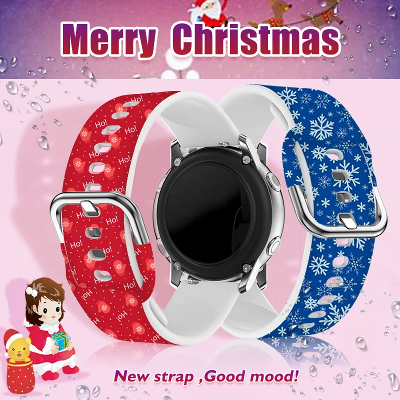 20mm Christmas 5 Printed Strap for Samsung Galaxy Watch 6/5 40mm 44mm Band Replaceable Bracelet 22mm for Amazfit 45mm Watchband