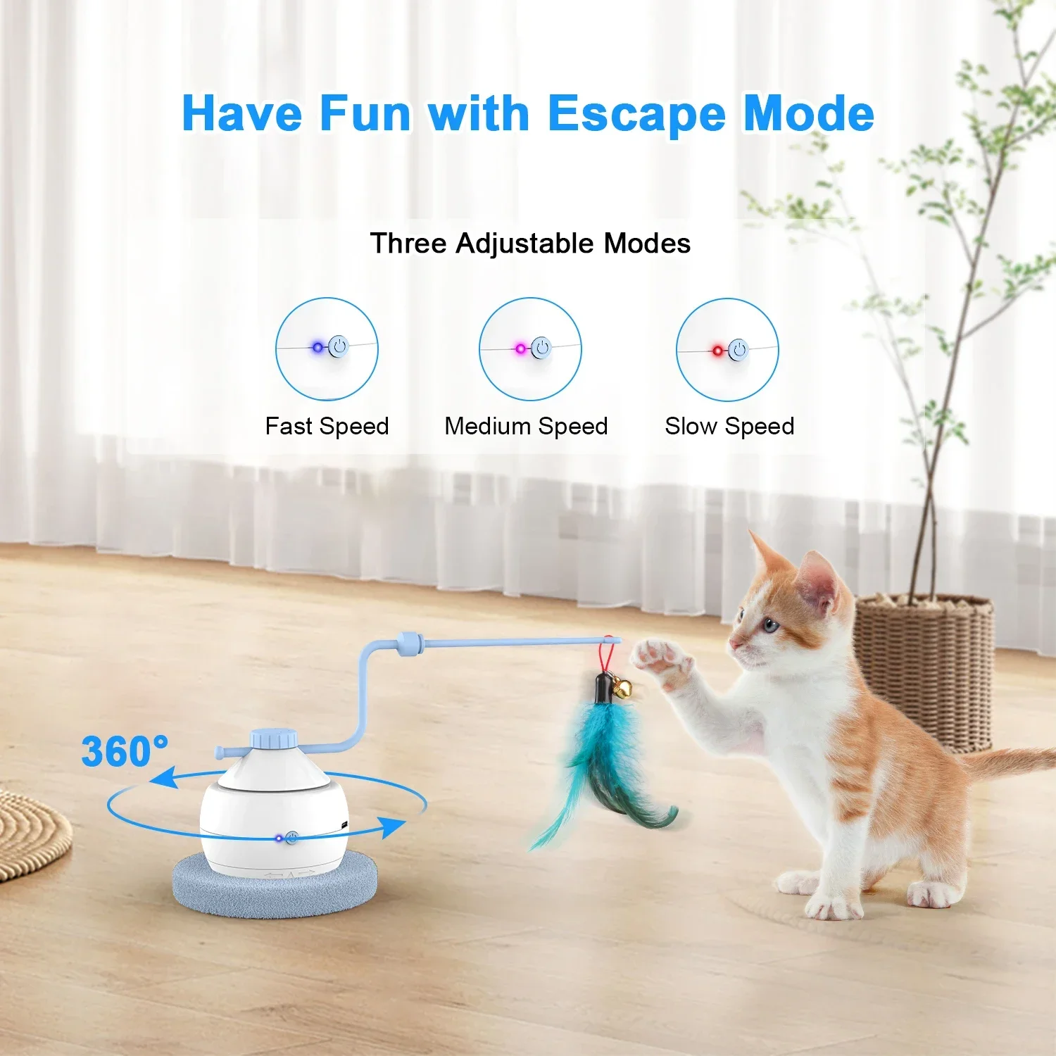 

Electric Cat Toy Cat Tower 3 Modes Interactive Motorized Wand Kitten Toys Hiding Cover Exercise Toy for Indoor Cat Pet Supplies