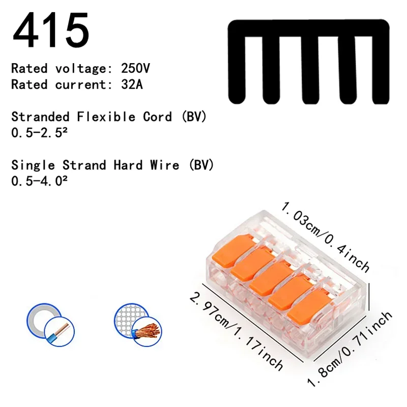 10-75pcs Orange Universal Type Quick Plug-in Terminals,Electrical Equipment Connectors,Wire Connector Terminals,250V/32A