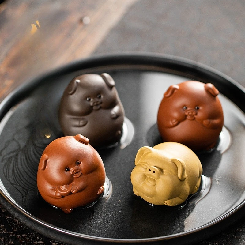 Cute Lucky Pig Zisha Tea Pet Ornament Nourishing Fortune Tea Play Tea Tray Table Tea Accessory