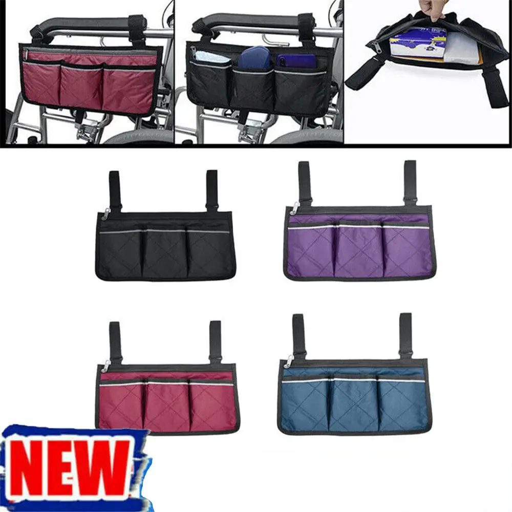 Tragbare, langlebige Taschen-Organizer-Aufbewahrungstasche mit mehreren Taschen, Rollstuhl-Seitentasche, Armlehnentasche
