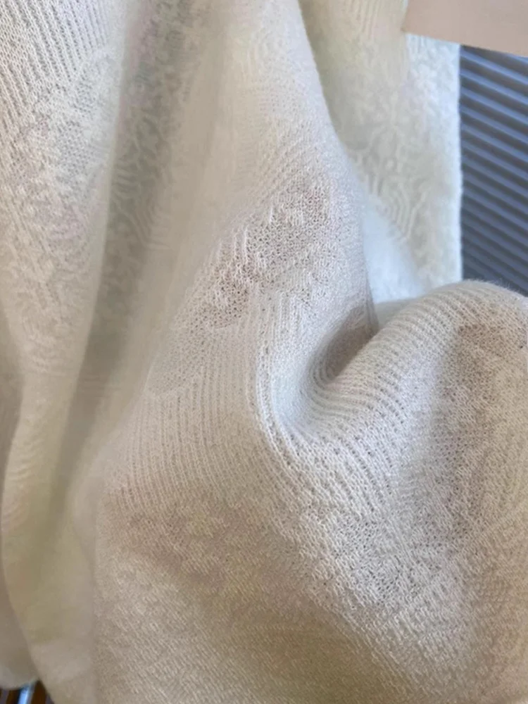 Faionable anti-aging kant borduurwerk overhead wollen basis irt winter comfortabele afslankende lange Sve gebreide top