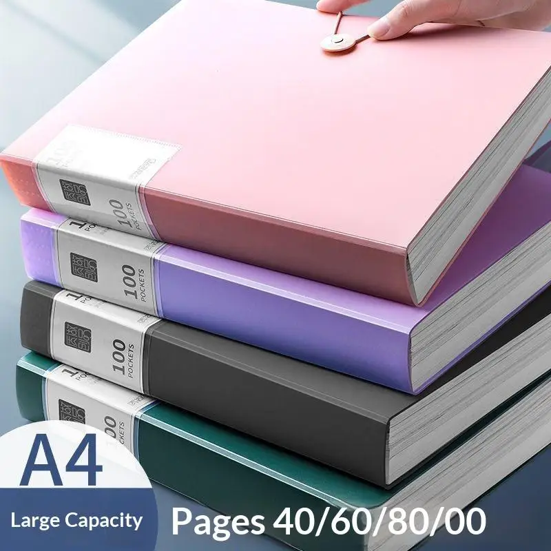 

1Pcs PP High Transparency And Waterproof Insert Brochure 60/100 Pocket A4 File Folder Suitable For A4 Size Documents And Papers