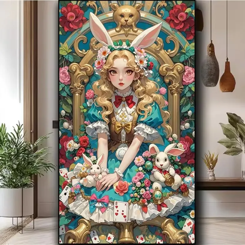 

Алмазная мозаика «Принцесса-кролик» DIY: крупная алмазная вышивка с квадратными и круглыми стразами для гостиной, праздничный подарок, мультяшный декор для дома