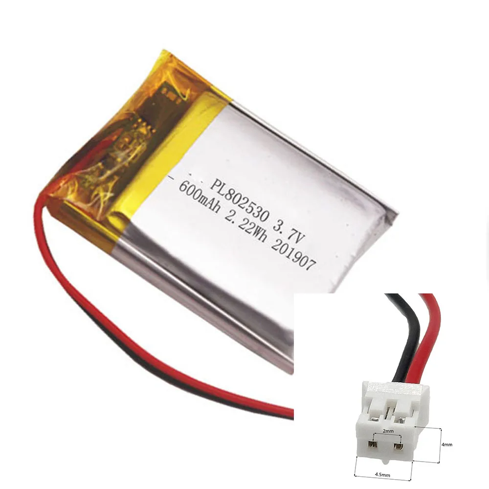 Rechargeable 3.7V 600mAh 802530 Lithium Polymer Ion Battery For DVD GPS MP3 MP948 CHARGING TREASURE POWER SMART WATCH