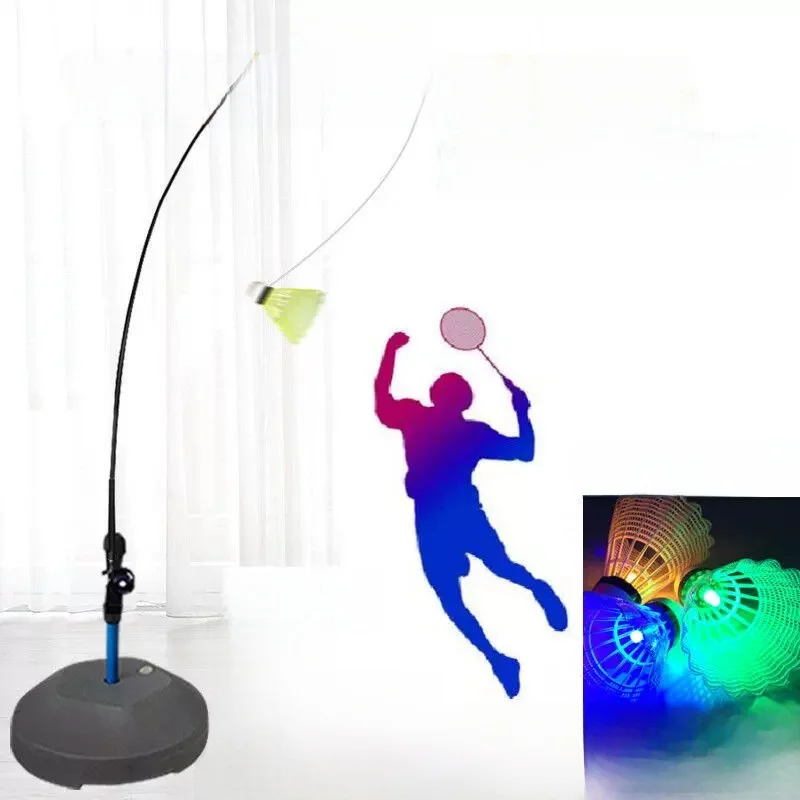 Indoor Badminton Training Tool Single Player Automatic Return Children Exercise Self-Play with Line Swing Practice Device