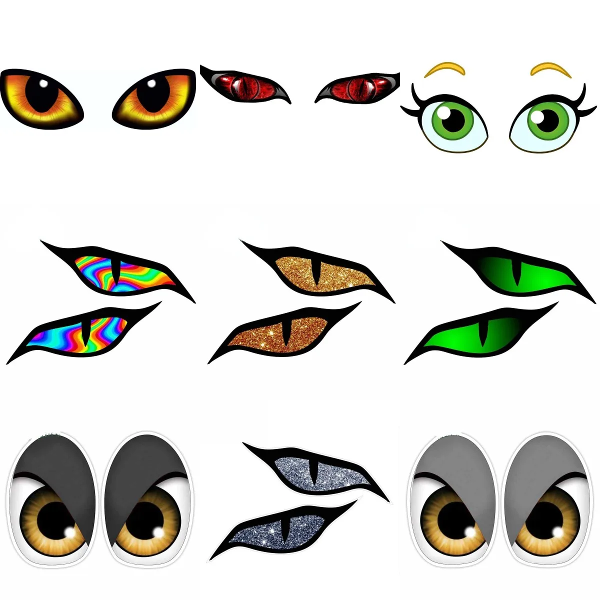 

Evil Eyes Color Creative Personalized PVC Waterproof Stickers Accessories for Decorate Car Van Window Bicycle Room Helmet Camper