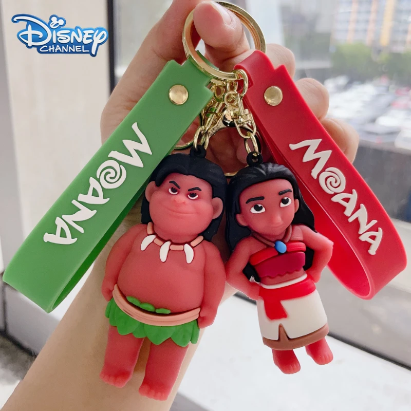 Disney Cartoon Movie Moana Keychains Heihei Pua Keyrings Maui Anime Figure Keychain Backpack Pendant Kawaii Kids Birthday Gift