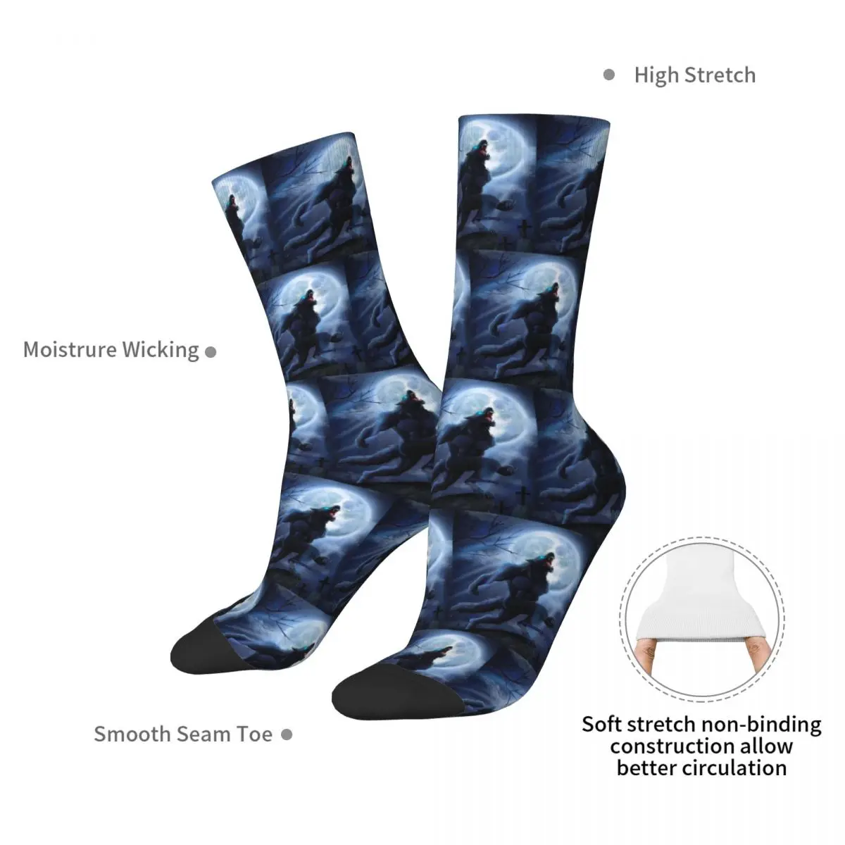 Moonlit Metamorphosis Socks Harajuku High Quality Stockings All Season Long Socks Accessories for Unisex Christmas Gifts