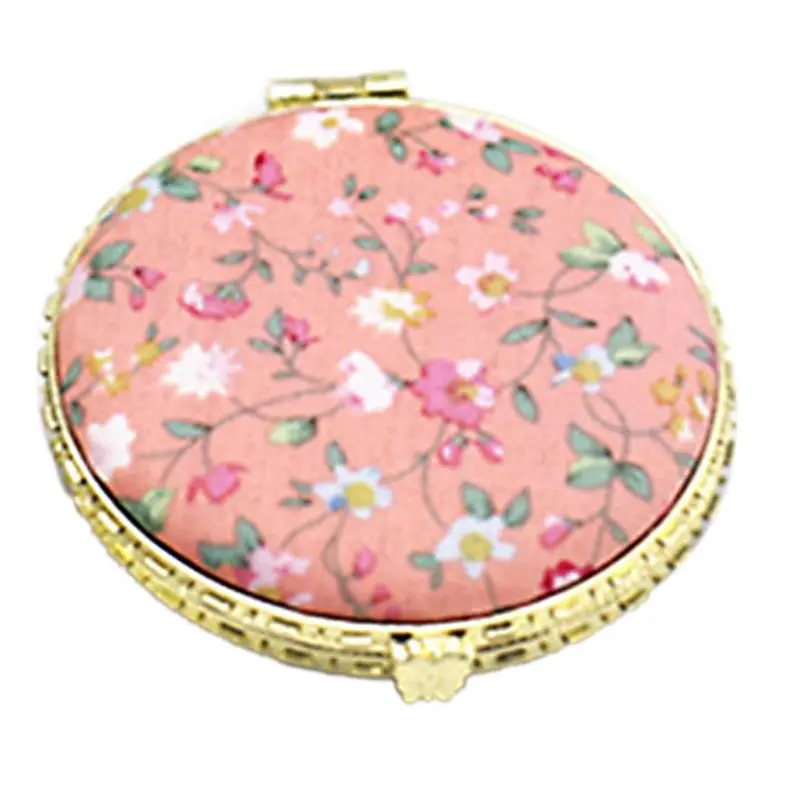 GU282 Mini Round Pocket Folding Makeup Mirror Vintage Double Sides Floral Printed Chinese Style Compact Cosmetic Portable