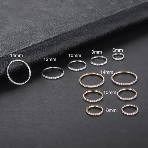 Pendientes de titanio G23 para mujer, aro con bisagras para la nariz, para el cartílago de la oreja del trago, segmento helicoidal, joyería para Piercing corporal, 10 piezas