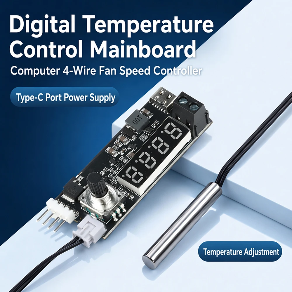 Vierkanaliger PWM-Lüftergeschwindigkeitsregler mit Digitalanzeige, 5-24V Weitspannung, 5A Hochleistungs-Kühlmodul für PC-Hardware – Detail 18