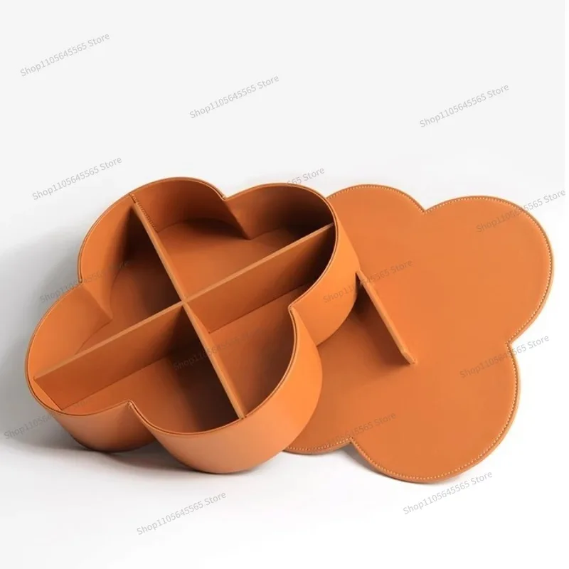 For Clover Leather Storage Box, Cloakroom Jewelry Storage Box, Snacks, Miscellaneous Items, Fruit Box