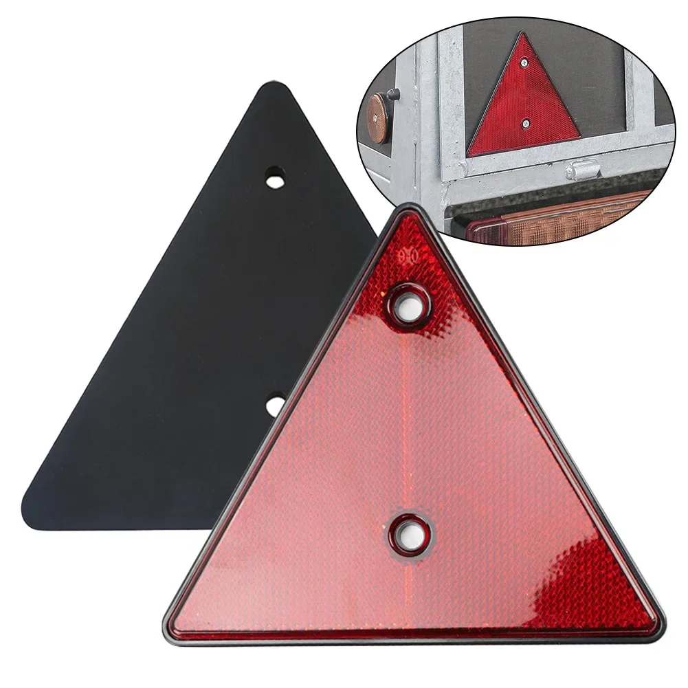 

2Pcs Red Rear Reflectors Triangle Reflective For Gate Posts Rear Reflectors Screw-on Caravan Triangle Reflector For Trailer Bike