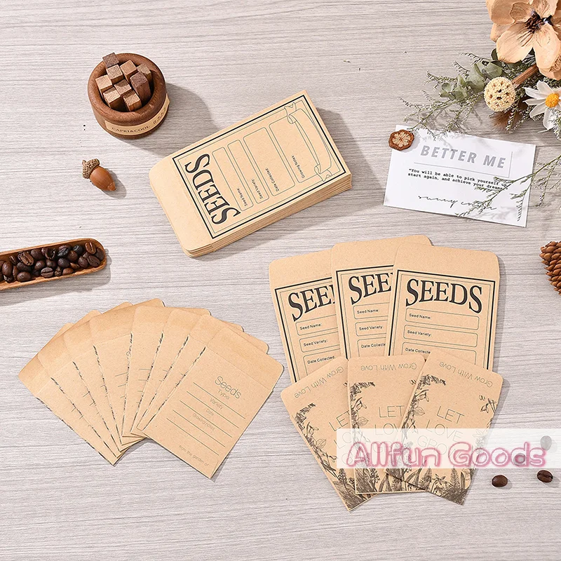 [TG835]100PCS Seed Packets Envelopes Self Sealing Kraft Small Seed Envelopes For Seed Storage Resealable Seed Saving Envelopes