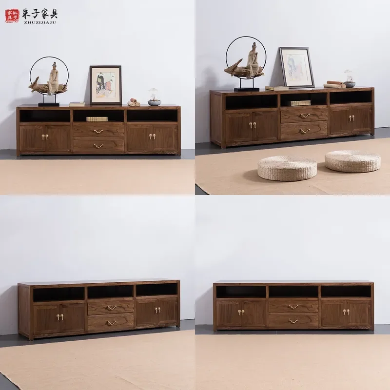 For Modern New Chinese Style TV Cabinet Classical Sideboard Storage Locker Solid Wood Furniture Living Room
