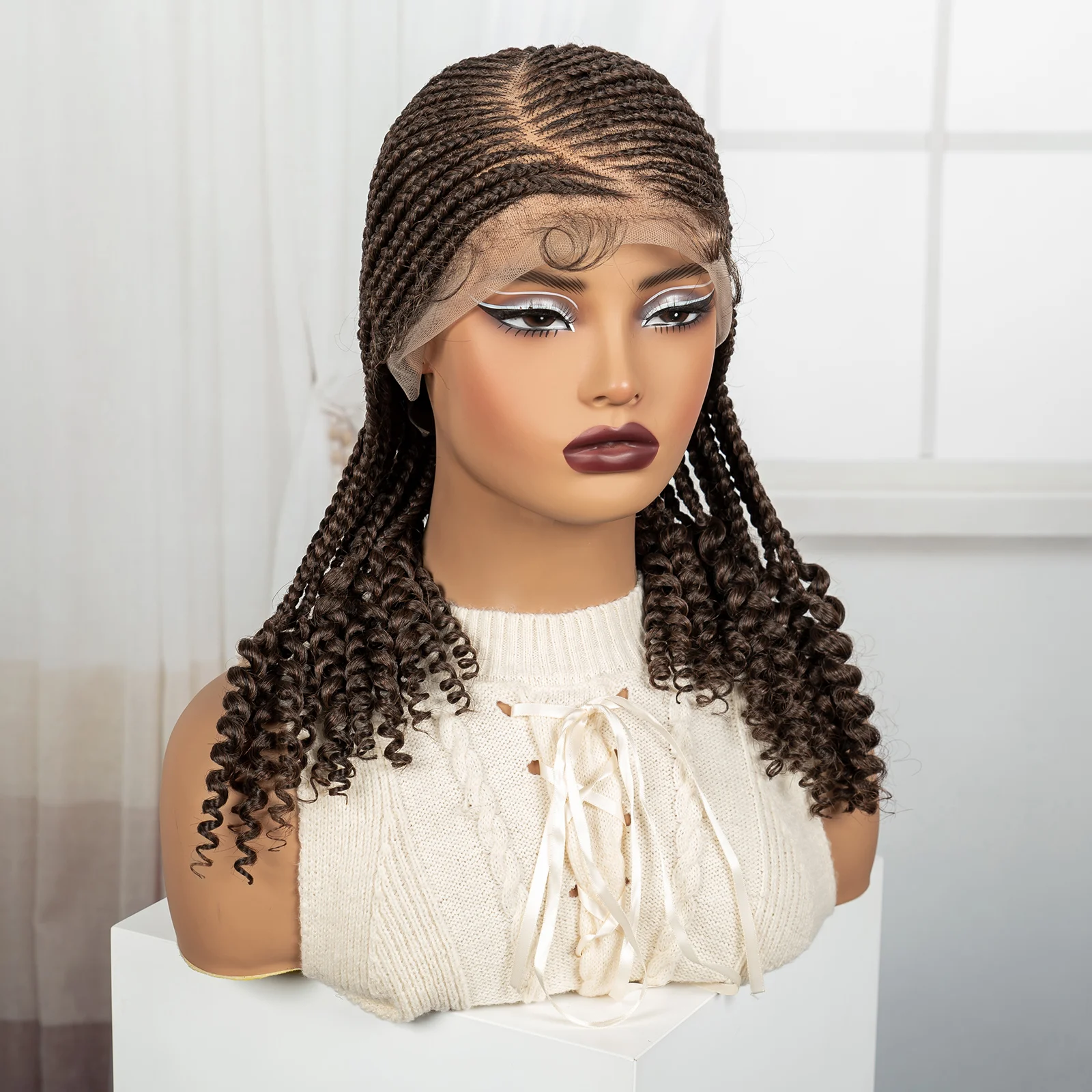 Short Ombre Cornrow Braided Wigs 14inch Synthetic Full Lace Kontless Braided Wigs Lace Frontal Braided Lace Wigs for Black Women