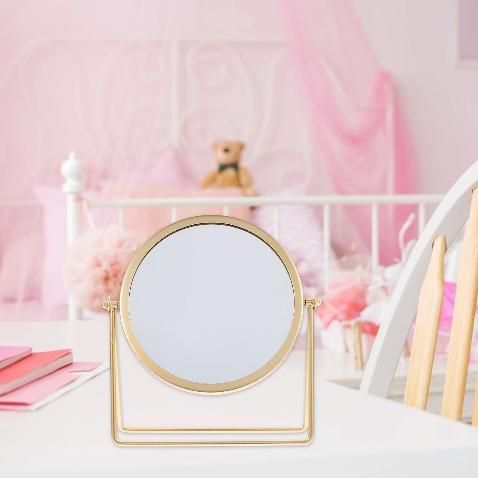 

NOLITOY Gold Vanity Mirror Round Makeup Mirror for Desk Tabletop Standing Glass Mirror Portable Mirror