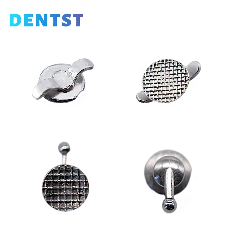 10 sztuk/worek Dental ortodontyczne guziki siatkowe klamra językowa kompozytowy ceramiczny hak trakcyjny narzędzia stomatologiczne ząb ze stali