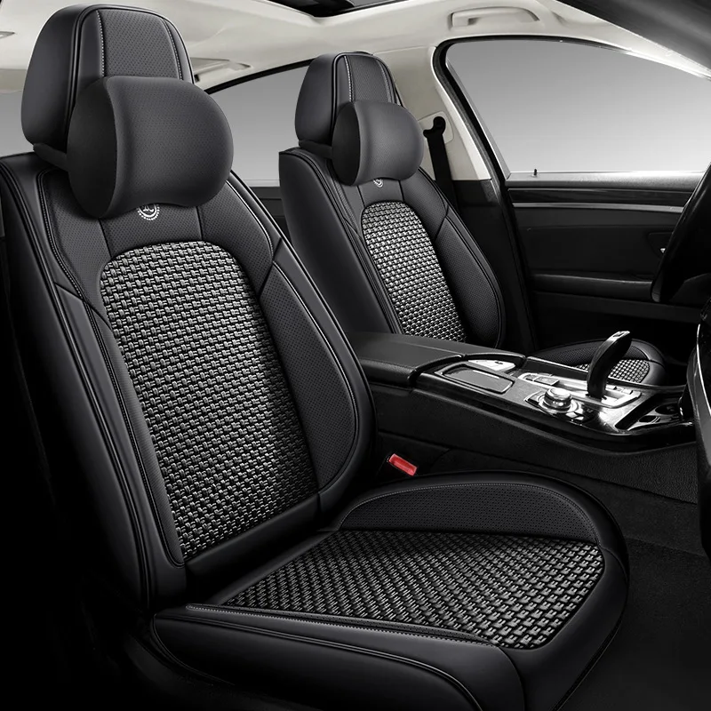 Universal 5 Seats Car Seat Cover Full Set Ice Silk Waterproof Front Rear Car Seat Cushion