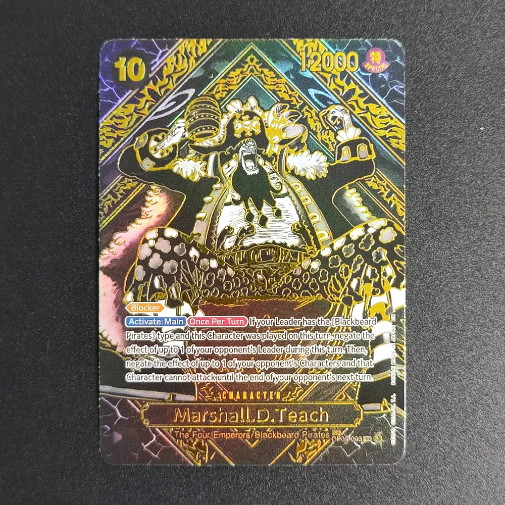 

One Piece TCG OPCG Английская версия с горячим тиснением Marshall.D.Teach OP09-093 Monkey. Коллекционные аниме-карточки с горячим тиснением и текстурой, игрушка